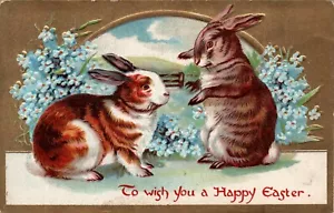 CARTOLINA AUGURI PASQUA 2 coniglietti grandi, esagerati, in rilievo - Foto 1 di 2