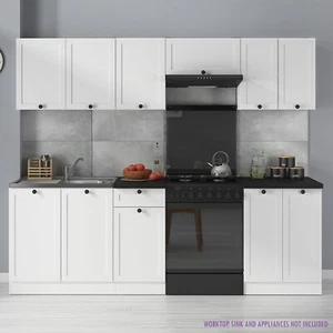 Summer Premium Compact Kitchen Set 230cm - 7 Cabinets White Matt - Picture 1 of 8