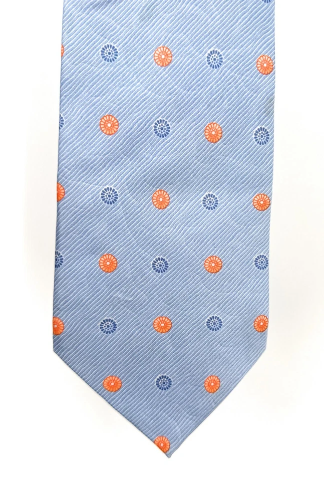 Corbata Lanvin Paris Hombre 3.75 Azul Seda Lunares Lujosa Hecha en Francia Foto 1 de 4