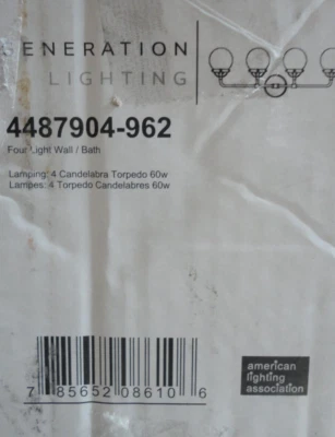 Sea Gull Cafe 30" W 4-Light Brushed Nickel Vanity Light w/ Etched Glass Shades - Image 1 of 3