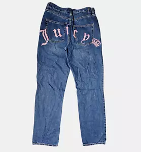 Juicy Couture Logo Embroidered Distressed Straight Jeans Womens 28x31 Cotton - Picture 1 of 13