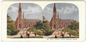 885 - Oscar Frederik Kirche, Göteborg, Schweden, Farbstereoview - Bild 1 von 2