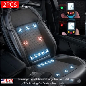 2Pcs 12 Fans 12V Ventilated Front Cooling Seat Cover Summer Car Seat Cushion USA - Picture 1 of 16