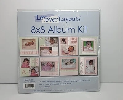 NUEVO Lote 8 MME Lay-over Diseños Bebé Niña 8x8 Rosa Verde Marcos Fondos Foto 1 de 2