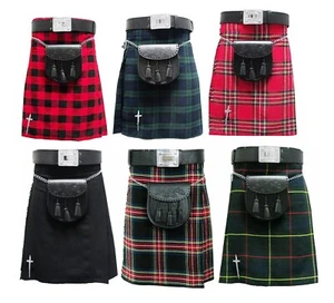 Kilt package made of 8 yard 13 oz any clan tartan sporran belt pin included - Picture 1 of 8