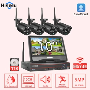 Hiseeu 10CH NVR With Monitor 5G Wifi CCTV Security Camera System 5MP HD Vision - Picture 1 of 10