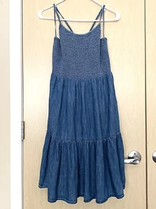 Mini vestido de mezclilla ahumado GAP talla L alto - Imagen 1 de 8