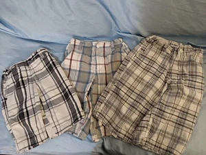 3x Shaun White Urban Pipe Line Old Navy  Plaid Shorts Button Waist Size 8-10 - Picture 1 of 7