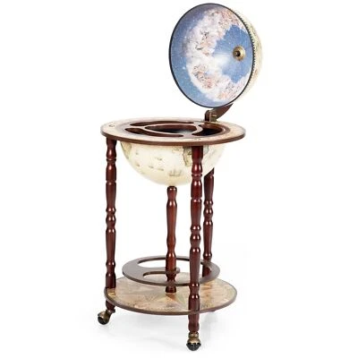 Wood Globe Drink Cabinet Wine Bar Stand Italian Rack Liquor Bottle Shelf 330MM - Image 1 of 4