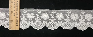 Rete da ricamo inglese vintage/antica, bianca, foglie di cotone pizzo, 3 metri - Foto 1 di 1