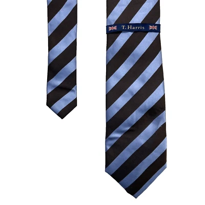 Corbata para hombre T. Harris London azul marrón a rayas 3,5”x 59” 100 % seda nueva con etiquetas $50,00 Foto 1 de 4