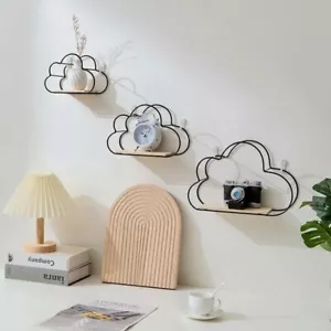 3 Piezas Creativo Nube Hierro Estantería Pared Estante Madera Estilo Nórdico Decoración - Imagen 1 de 6