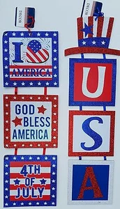 PATRIOTIC HANGING WALL DECOR Sectioned Glitter 23.5” x 6” SELECT: Theme - Picture 1 of 3