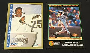 Barry Bonds 1993 Fleer Atlantic #2 y bonificación gratuita 94 Tombstone lote 2 tarjetas extrañas - Imagen 1 de 1