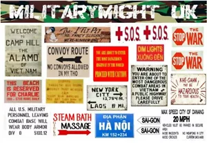 1/18 1/16 3.75" SCALE VIETNAM WAR ROAD SIGNS DIORAMA DECALS - Picture 1 of 1