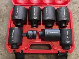 SAE Deep Impact Socket Set 8-Piece 1/2-Inch Drive Wheel Axle Nut Wrench Large So - Picture 1 of 9