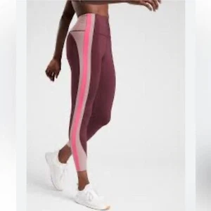Athleta Crunch Colorblock 7/8 Length Leggings SuperSonic Pink High Rise Small - Picture 1 of 8