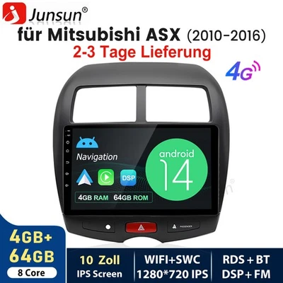 10" Android 14 Für Mitsubishi ASX 2010-2016 Autoradio GPS Navi 4+64G Carplay DAB - Bild 1 von 4