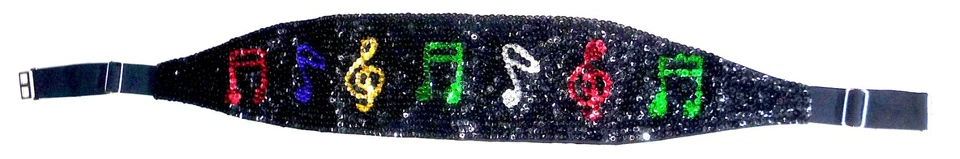 Cinturón de lentejuelas negro con notas musicales de color (adulto-unisex, talla única) Foto 1 de 1