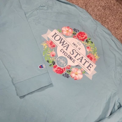 Champion Iowa State Cyclones Floral Long Sleeve Shirt 2XL Pocket NCAA Footbal - Image 1 of 4