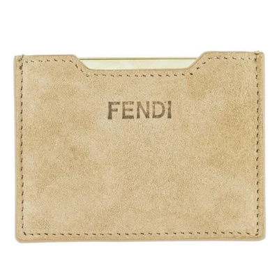 Mini cartera de cuero marrón Fendi Baguettemania vintage y espejo de bolsillo dorado Foto 1 de 4