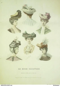 Gravure Mode illustree 1904 # 13 (Old Fashion plate) RARE - Imagen 1 de 1