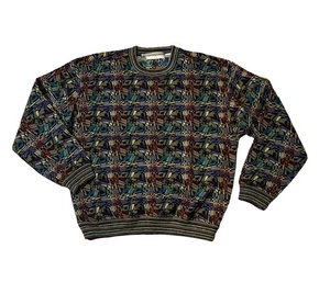 VINTAGE Jhane Barnes men M Medium colorful geo pattern wool blend Cosby sweater - Picture 1 of 4