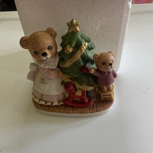 VTG Homco Christmas Tree Mom And Cub Bear Figurine Ceramic - Picture 1 of 6