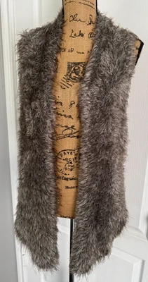 Chaleco Suéter Cabi Estilo #180 Marrón Alpaca Mohair Mezcla Piel Sintética Tejido Espalda M/L Foto 1 de 4