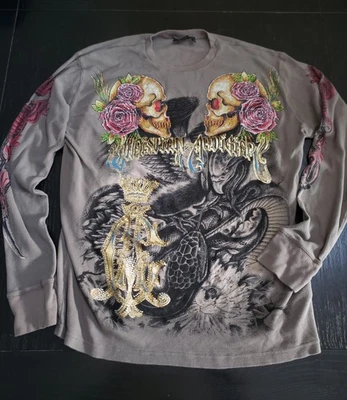 Camisa térmica para hombre Christian Audigier Celebrate Life estampado gráfico grande Foto 1 de 4