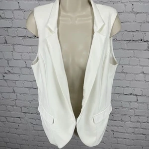 Nicole By Nicole Miller Ivory White Lined Vest Jacket Pockets Size Large L - Picture 1 of 16