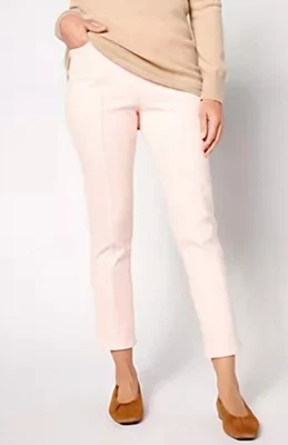 Isaac Mizrahi Live! Pantalones de mezclilla de punto de pierna recta al tobillo - Regular en rosa claro Foto 1 de 4