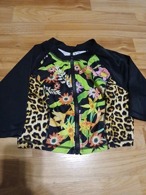 BONGO Mediano JUNIORS BIKINI TOP NEGRO Guepardo Flores Rayas Cubrir Top Foto 1 de 4