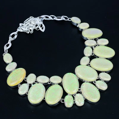 Yellow Australian Triplet Opal 925 Sterling Silver Jewelry Necklace 18" VJ 3285 - Image 1 of 4