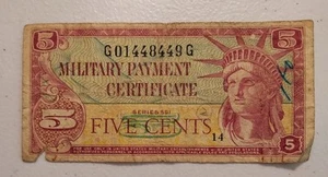 1961-64 U.S. Military Payment Cert. 5 Cent Serie 591 Schein; Pick S861 - Bild 1 von 2