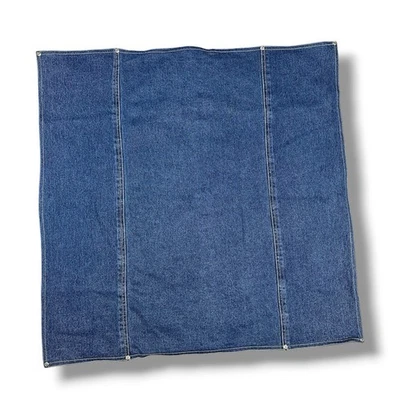 1 Nautica Seaward Denim European Pillow Sham 25” Square Red Tan Stripe Button - Image 1 of 4