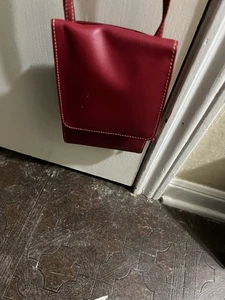 Kleine rote Leder Handy Geldbörse - Bild 1 von 2