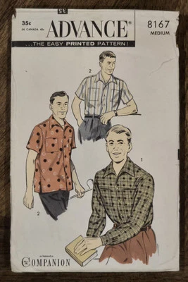 Advance Pattern #8167 Men Sports Shirt Size Chest 38-40" Neck 15.5" Button Close - Image 1 of 2