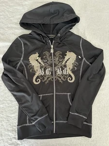 BCBG Maxazria Women's Size Small S Sweatshirt Full Zip Black Hoodie Long Sleeve - Picture 1 of 11