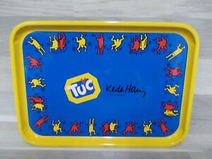 Keith Haring Blech Tablett Serviertablett Werbe Artikel von Tuc Kekse Belgien
