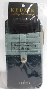 Kedzie Essentials Only Zippered Wallet in Vegan Leather NWT Blue / Light Blue - Picture 1 of 5