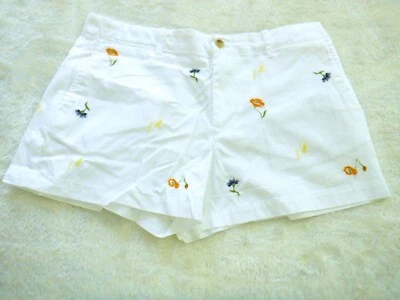 NEW! POLO RALPH LAUREN WOMENS SHORTS -14 WHITE CHINO TWILL FLOWER ALLOVER SUMMER - Image 1 of 4