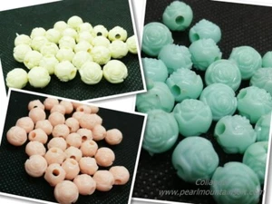 Rose Flower Carved Bead 10mm - Choice of Colours - Pack of 50 - Picture 1 of 7