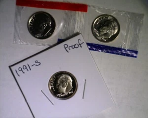 Monedas de diez centavos PDS Roosevelt 1991 sin circular como nuevas violonchelo y prueba - Imagen 1 de 2