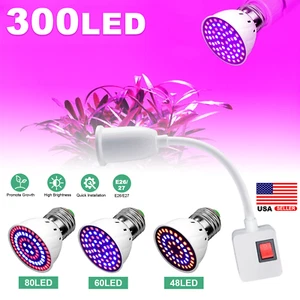 300LED Grow Light Bulb Full Spectrum Light for Indoor Plants Flowers Veg Growing - Picture 1 of 46