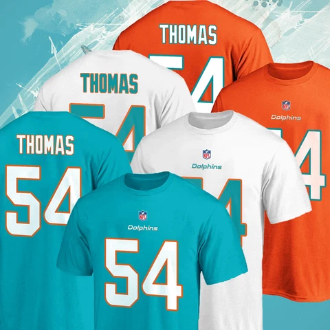 SALE 30%!! Zach Thomas Miami Football Dolphins Player Name & Number T-Shirt Cover