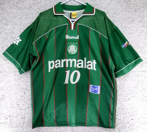 VTG 1999 Rhumell Palmeiras Soccer Camisa Home Jersey #10 Green Brazil Men's XL Cover