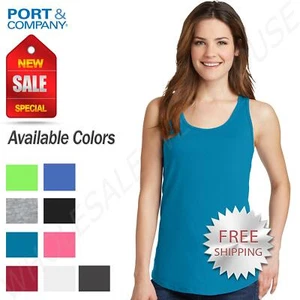 Port & Company Womens Tank Top Core Cotton Scalloped hem LPC54TT - Picture 1 of 25