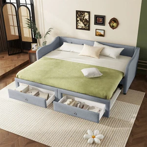 Daybett Schlafsofa Polsterbett ausziehbar 90/180 x 200 cm mit 2 Schubladen Grau - Bild 1 von 11