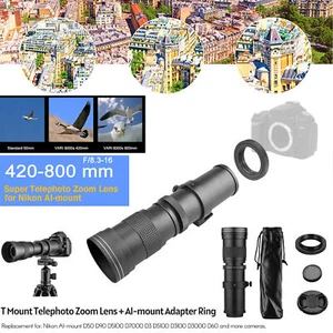Andoer 420-800mm MF Super Camera Telephoto Zoom Lens for Nikon AI-mount AU - Picture 1 of 12
